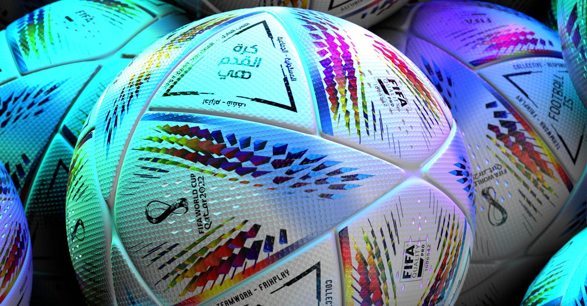 Eye-catching display of vibrant FIFA World Cup soccer balls, highlighting sports equipment details.